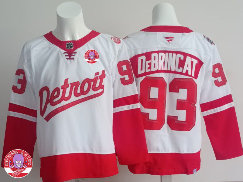 Men Detroit Red Wings #93 Debrincat White 2025 Fanatics Home Premium NHL Jersey style 1